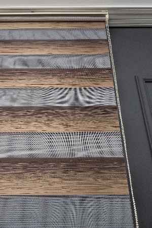 Kahverengi Zebra Perde Geçişli Kırık Pileli Zebra Perde