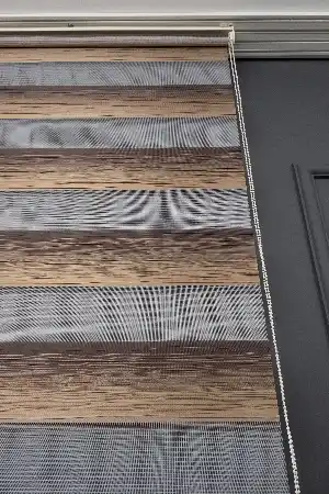 Kahverengi Zebra Perde Geçişli Kırık Pileli Zebra Perde