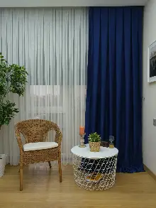 Salon Fon - Soft Parlament Mavisi Fon Perde Geniş En (285)- Saks Mavi