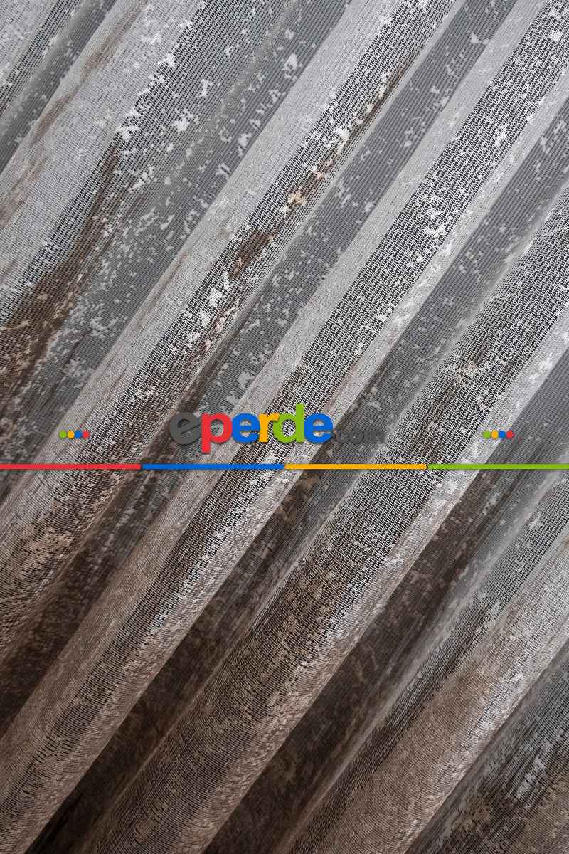 Modern Koyu Kahverengi Desenli Degrade Geçişli Örme Tül Perde Yüksek Kalite