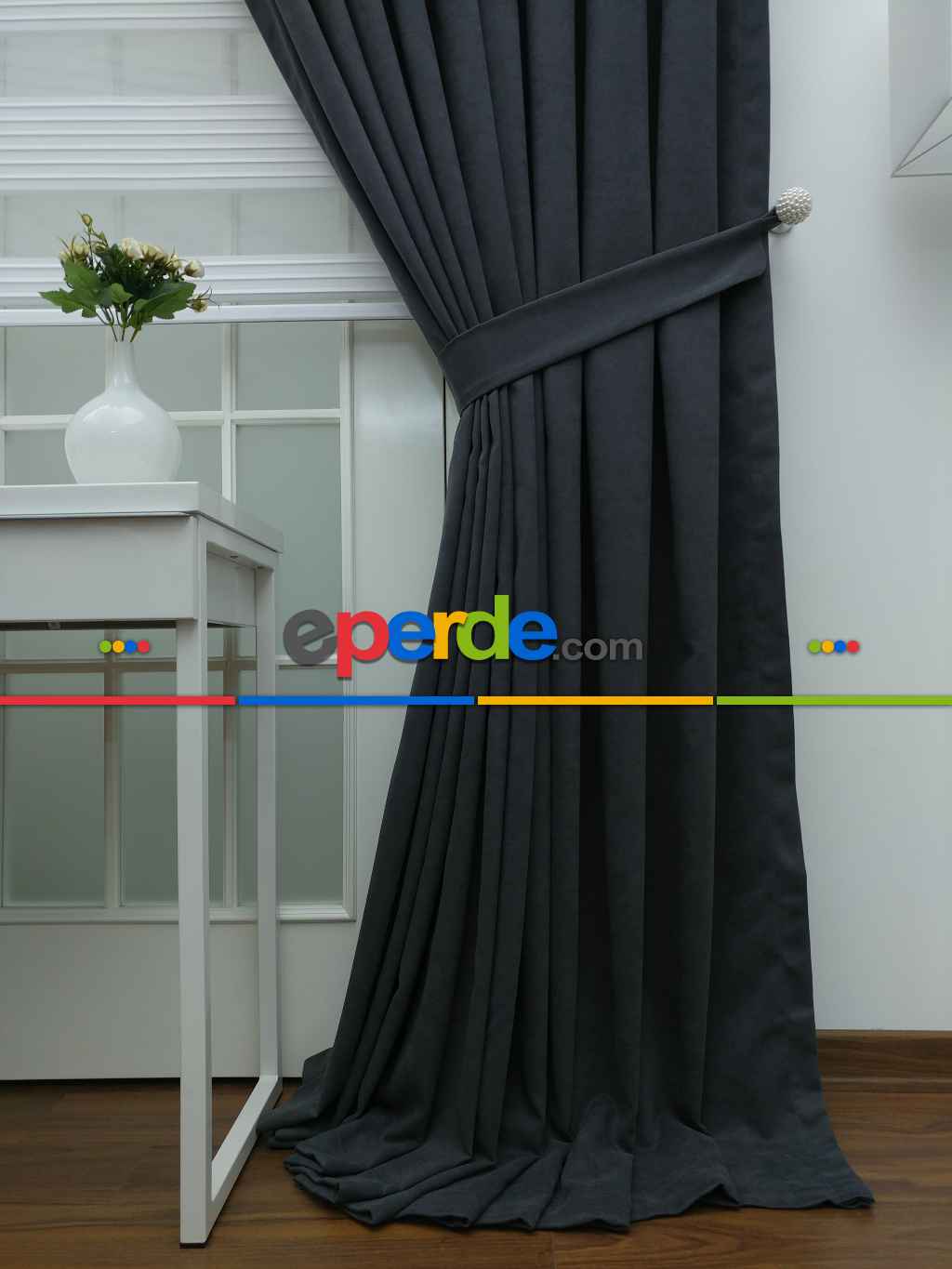 Salon Fon Perde - % İndirimli!!! Füme Düz Fon Perde(fon Demiri Hediyeli)- Füme