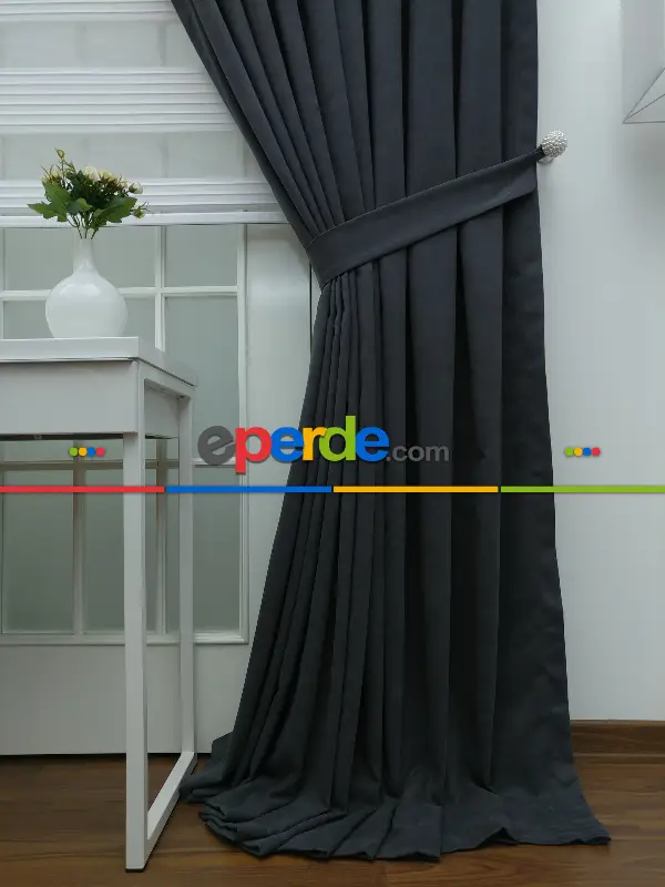 Salon Fon Perde - % İndirimli!!! Füme Düz Fon Perde(fon Demiri Hediyeli)- Füme