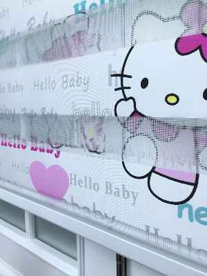 Hello Kıty Kız Çocuk Baskılı Zebra Perde- Turkuaz-pembe