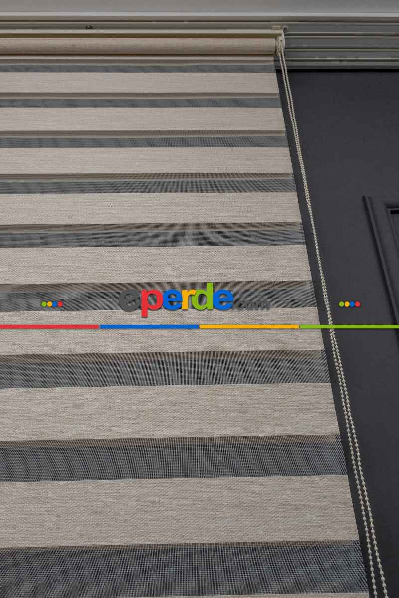 Hasır Bambu Zebra, Kalın Doku Zeminli Bej