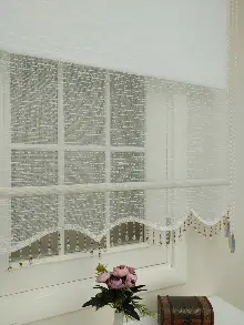 Brillant Tül Ve Stor Perde - Çiftli Sistem Tül Ve Güneşlik - Ekru-beyaz