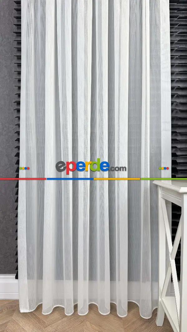 Brillant, Ekru, Işıltılı, Büzgülü Ekstraforlu, Tül Perde