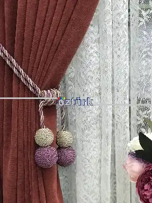 Kordon Sarım Özel Fon Perde Bağı Çift Toplu Mor Vizon- Mor-vizon Rengi