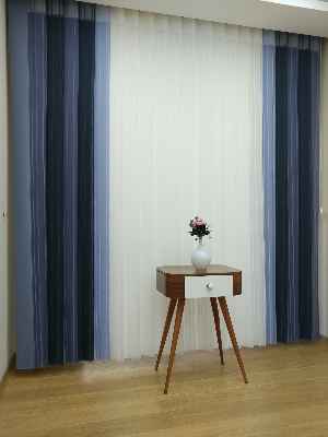 Salon - 1. Kalite Çizgili Tül Dikey Zebra Perde Ft33 Parlament - Ft30 Lila- Lacivert