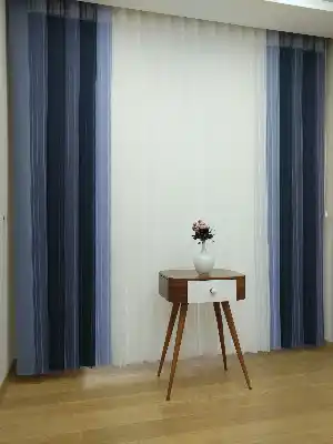 Salon - 1. Kalite Çizgili Tül Dikey Zebra Perde Ft33 Parlament - Ft30 Lila- Lacivert