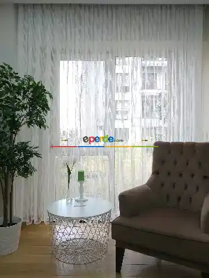 Hazır Ölçülü Spor Desen Fransız Dantel Tül Perde