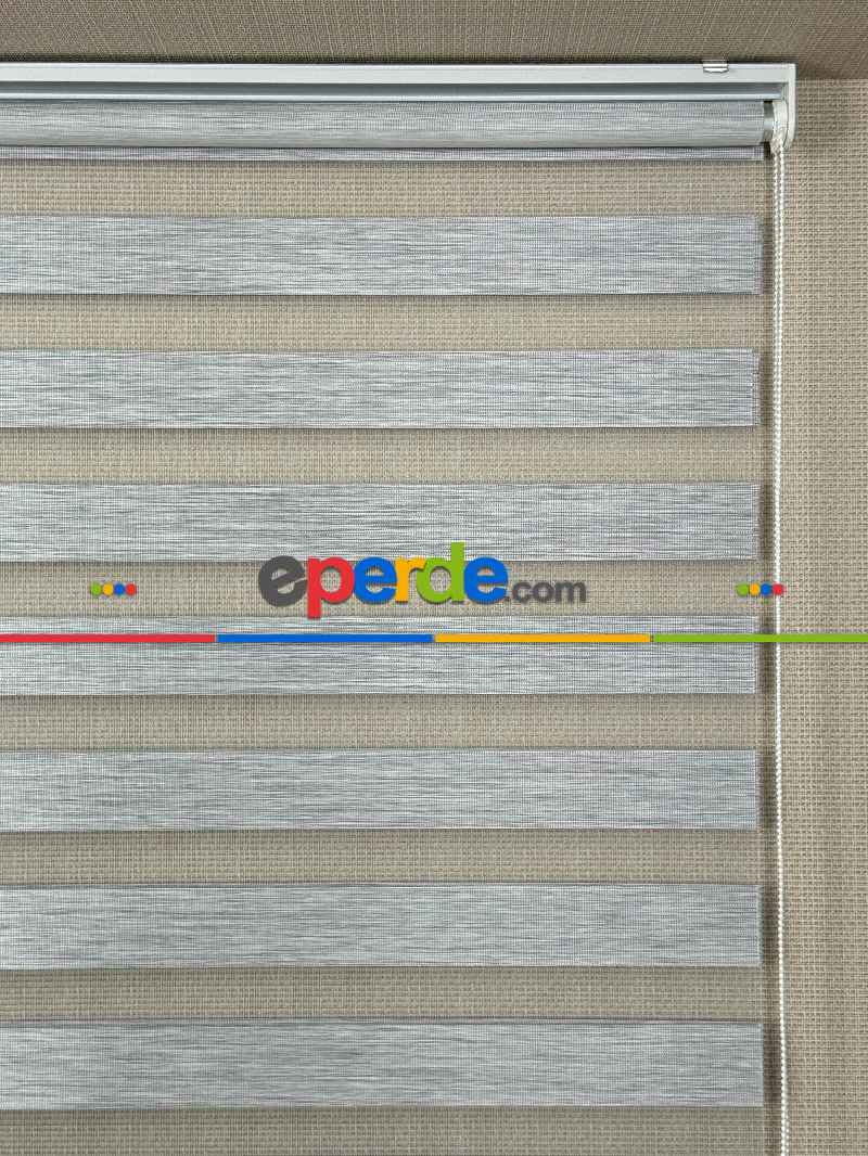 Mutfak Gri Bambu Zebra Perde, Standart Metal Kasalı Yüksek Kalite Kornişe Kolay Montaj Seçenekli