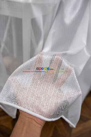 %55 İndirim!! Hazır Ölçülü Sık Pileli Gümüş Simli Tül Çizgili Düz Tül Perde - Ütü İstemez - Kurşunlu Tül