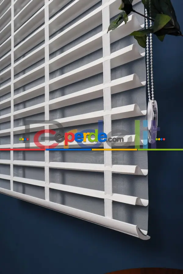 Beyaz 50mm Silüet Kumaş Jaluzi Perde