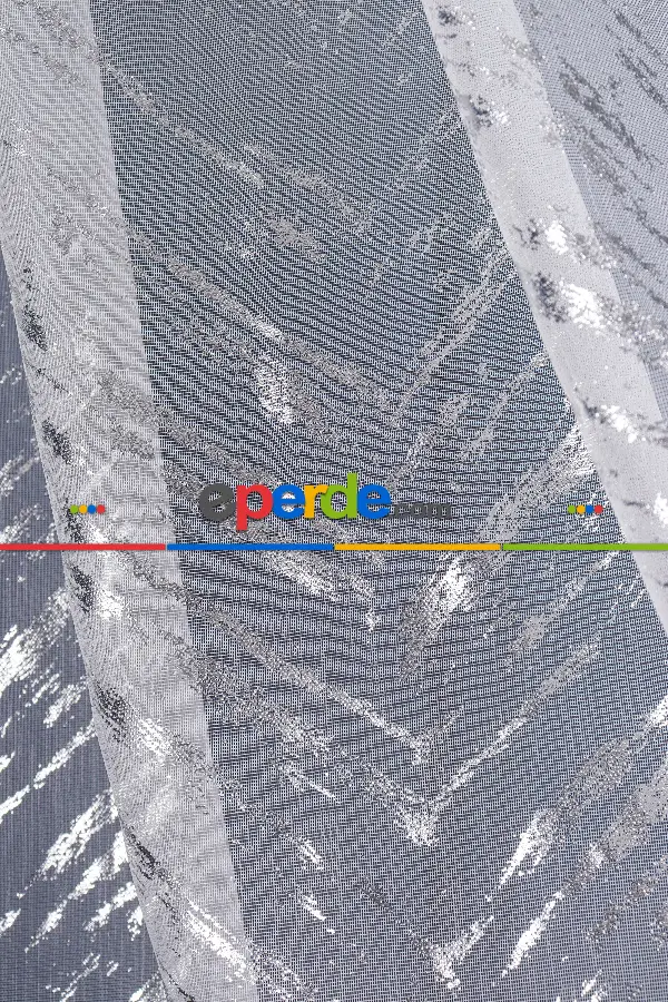 Yatak Odası - Larissa Dijital Baskılı Tül Perde Ekru-gümüş