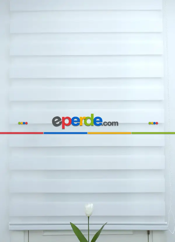 Mutfak - Zebra Perde-tual Beyaz Renk Düz Zebra Perde- Beyaz