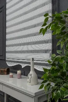 90x200 Hazır Beyaz Dar Plise Zebra Perde