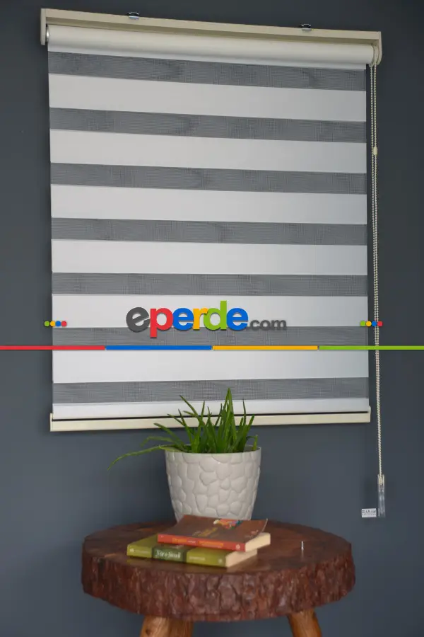 Mutfak - Halim Perdesan Ba-02 Beyaz Renk Etekli Veya Eteksiz Zebra Stor Perde