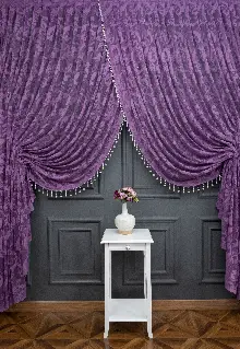 Mor Sarmaşık Desen Tül Kruvaze Şal Tül Perde Yanki Tül - Düz Model Sipariş Seçeneği - Yatak Odası Tül