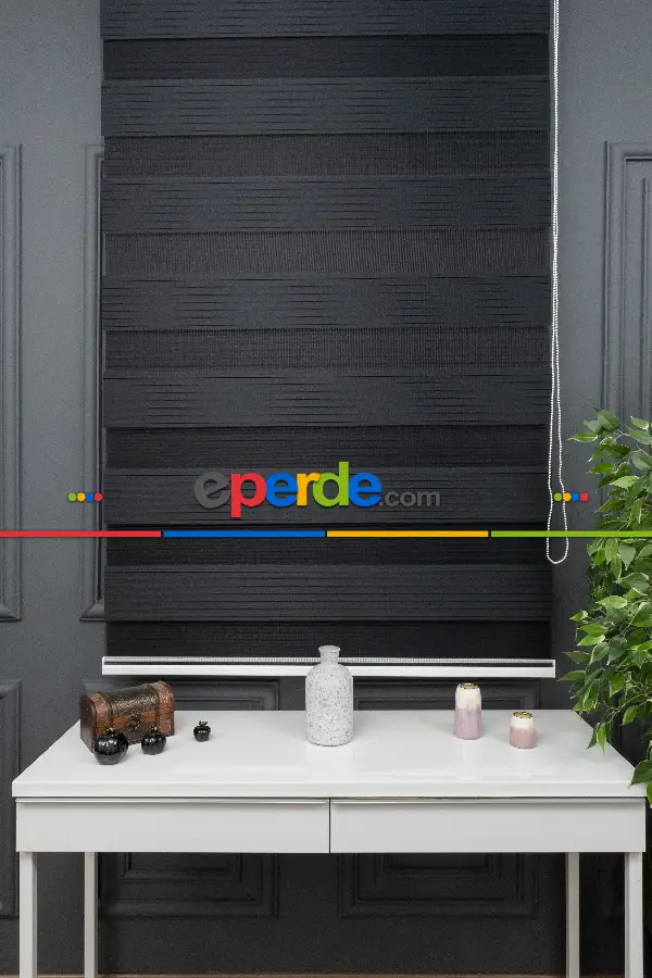 Siyah Zebra Perde, Pileli Plise Model