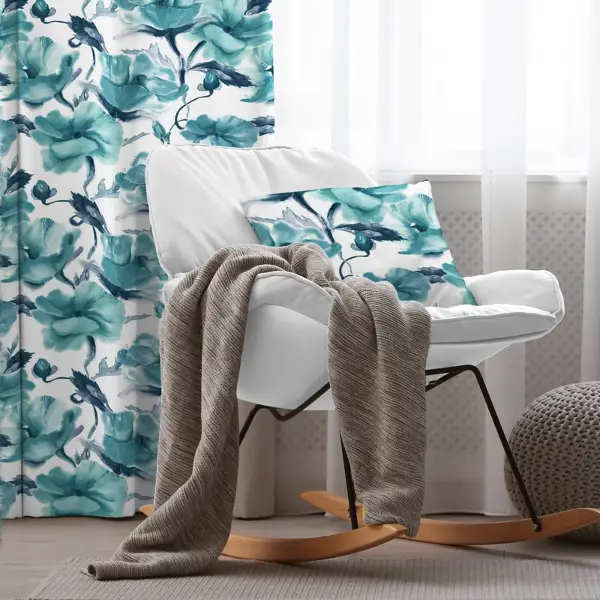 Oturma Odası Fon Perde Evim1557 Kumaşı Kalındır Duck Bezi Değildir- Mavi-beyaz