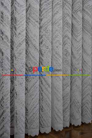 Hazır Ölçülü 2025 Model Tül Perde Modern Desenli Tül - Ekru