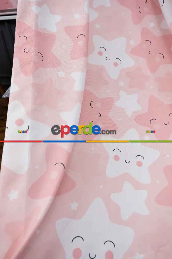 Trend Bebek - Çocuk - Genç Odası Fon Perde Modelleri 2025 (sınırsız En Ölçüsü )- Pembe Açık-pembe Koyu-ekru