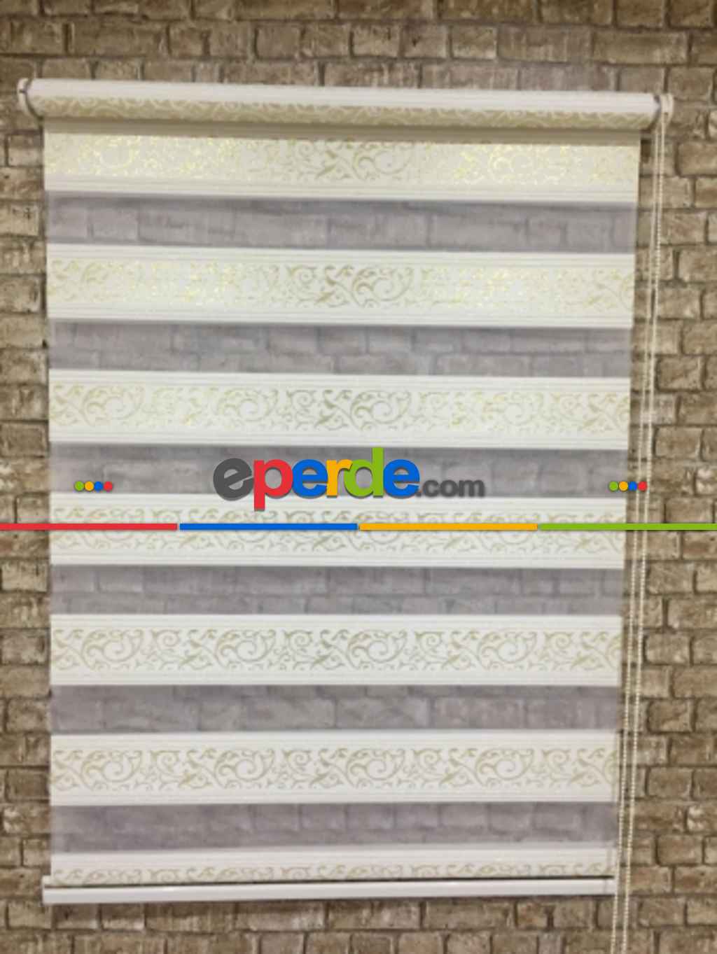 Oturma Odası - Jakarlı Zebra Perde Altın Simli- Altın- Çok Renkli 2