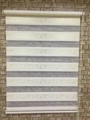 Jakarlı Zebra Perde Altın Simli- Altın- Çok Renkli 2