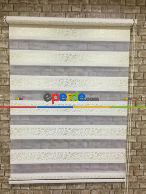 Jakarlı Zebra Perde Altın Simli- Altın- Çok Renkli 2