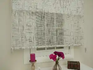 Keten Tül Stor Wicker - Çiftli Sistem Tül Stor Perde (wicker)- Kahve Açık