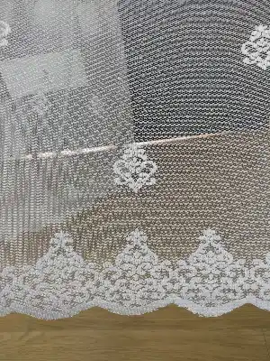 ( Orjinal ) Kdk Damask Serpme Desenli Salon Fransız Dantel Tül Perde & Kruvaze Perde- Ekru