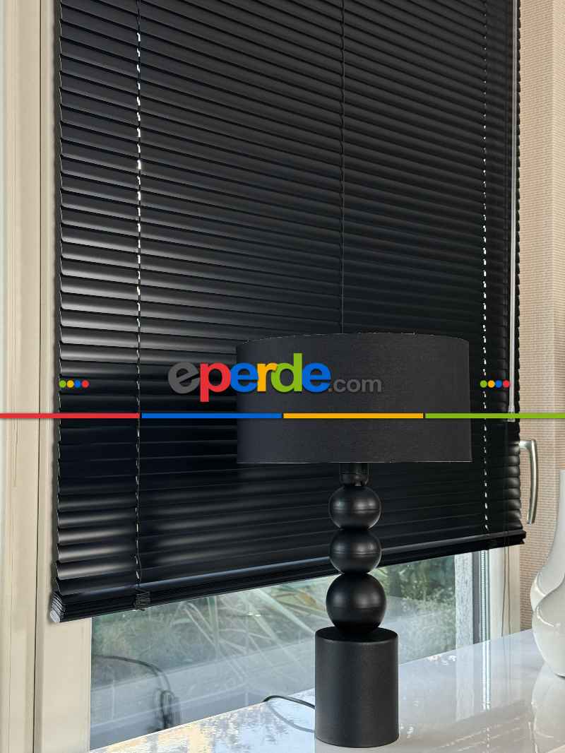 Mutfak Jaluzi - Siyah Alüminyum Jaluzi Perde - 25mm