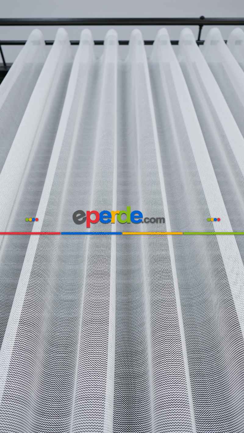 Ekru Düz Tül Perde, Ağır Gramajlı Premium Seri, Eteği Kurşunlu