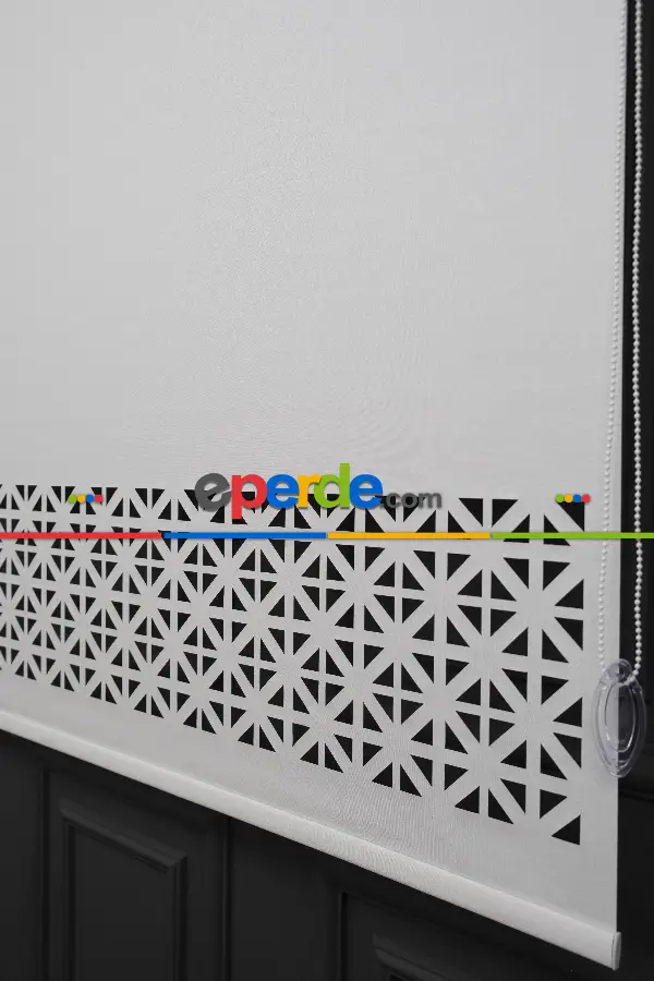 Salon Stor - Ekru Renk Lazer Kesim Mat Stor Perde (ister Düz - İster Lazer Kesimli Satın Alın)