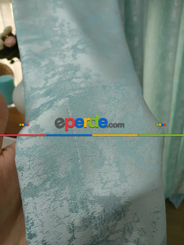 Açık Mavi Renk Jakar Desenli Fon Perde- Mavi Açık-mavi Doymamış