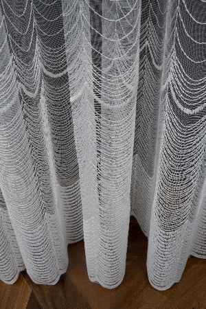 İşlemeli Spor Desenli Brode Tül-kırık Beyaz