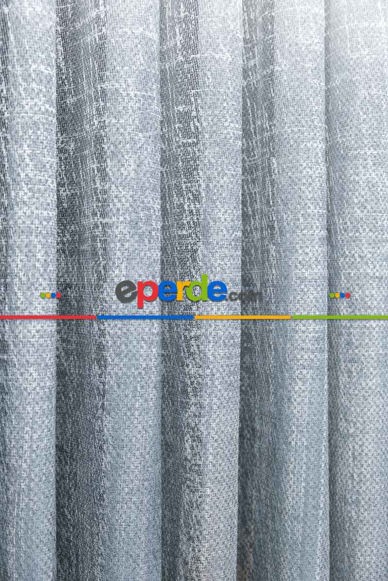 Gri Modern Degrade Geçişli Dantel Tül - Yüksek Kalite - Mavimsi Gri Damascus -