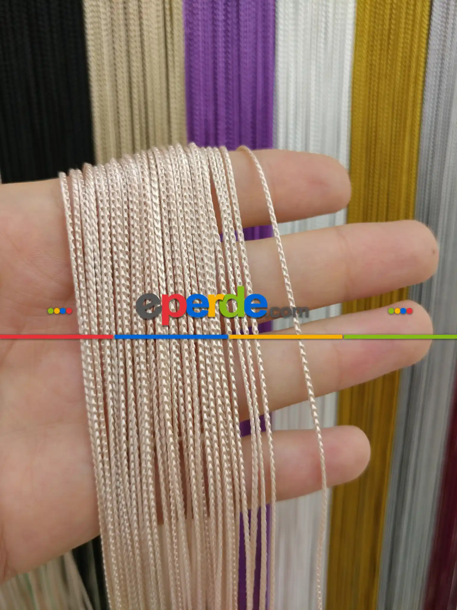 Açık Pembe Rengi İp Perde İnce Zincir Serisi- Pembe