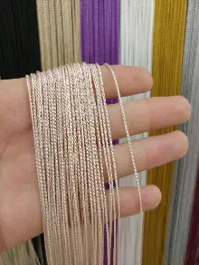 Mutfak İp Perde - Açık Pembe Rengi İp Perde İnce Zincir Serisi- Pembe