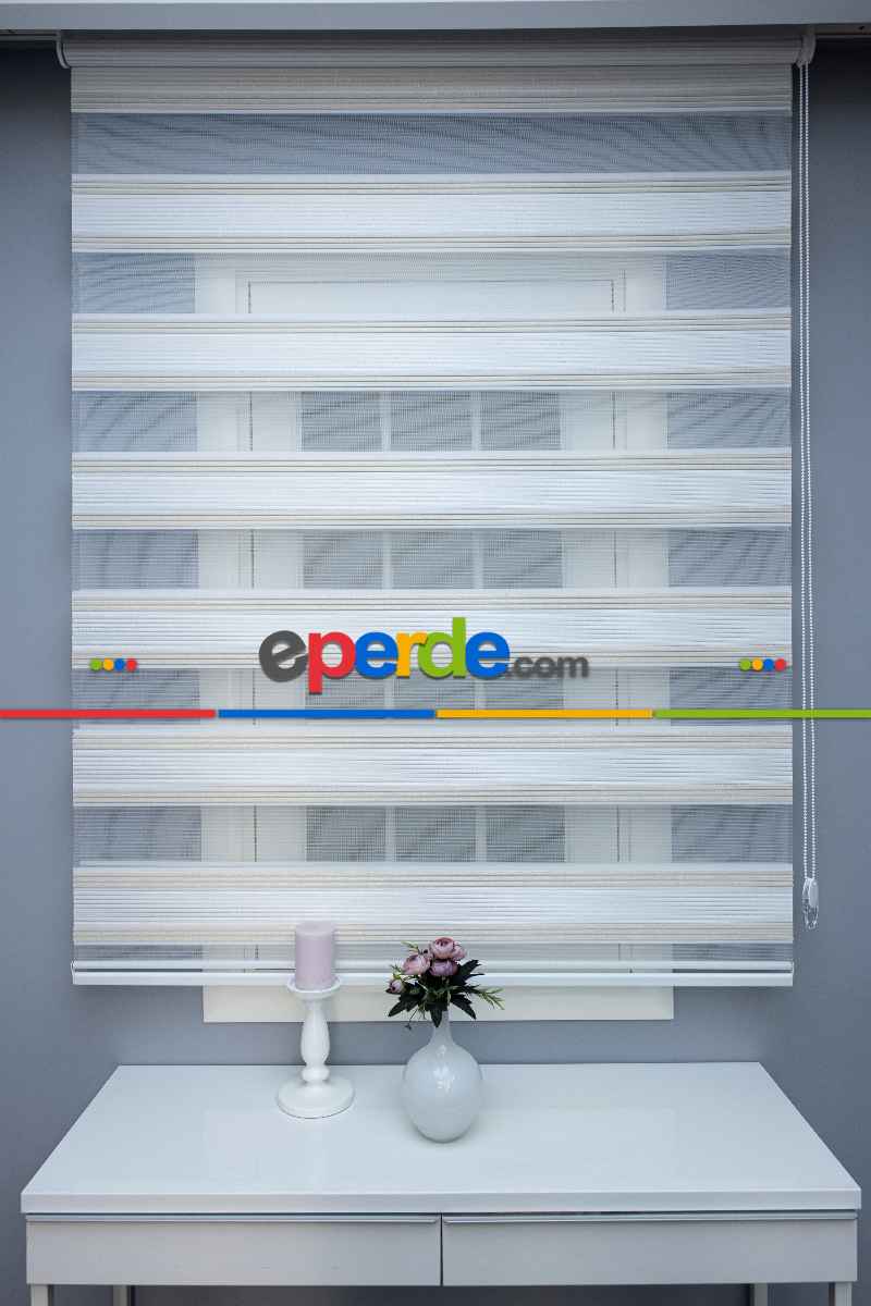 Yatak Odası - Zebra Perde Simli Pileli Yüksek Kalite Pliseli Zebra - Kornişe Kolay Montaj Ayağı Seçenekli - Standart Metal Kasalı