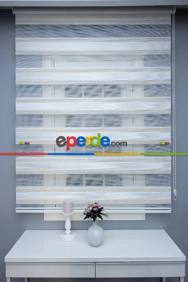 Salon Zebra Perde - Zebra Perde Simli Pileli Yüksek Kalite Pliseli Zebra - Kornişe Kolay Montaj Ayağı Seçenekli - Standart Metal Kasalı