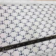 Bebek Odası - Marin Serisi Çapa Desenli Fon Perde Evm1512-4 Kumaşı Kalındır Duck Bezi Değildir- Mavi-Beyaz