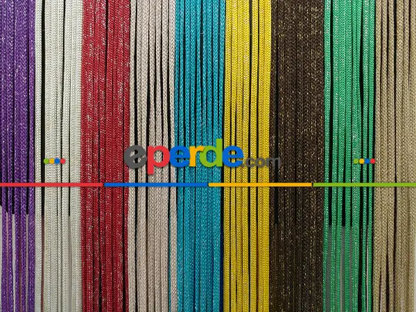 Sarı Rengi Simli İp Perde Jumbo Zincir Serisi- Sarı-gümüş