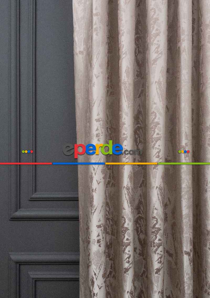 Jakar Dokuma Fon Perde Vizon Renk