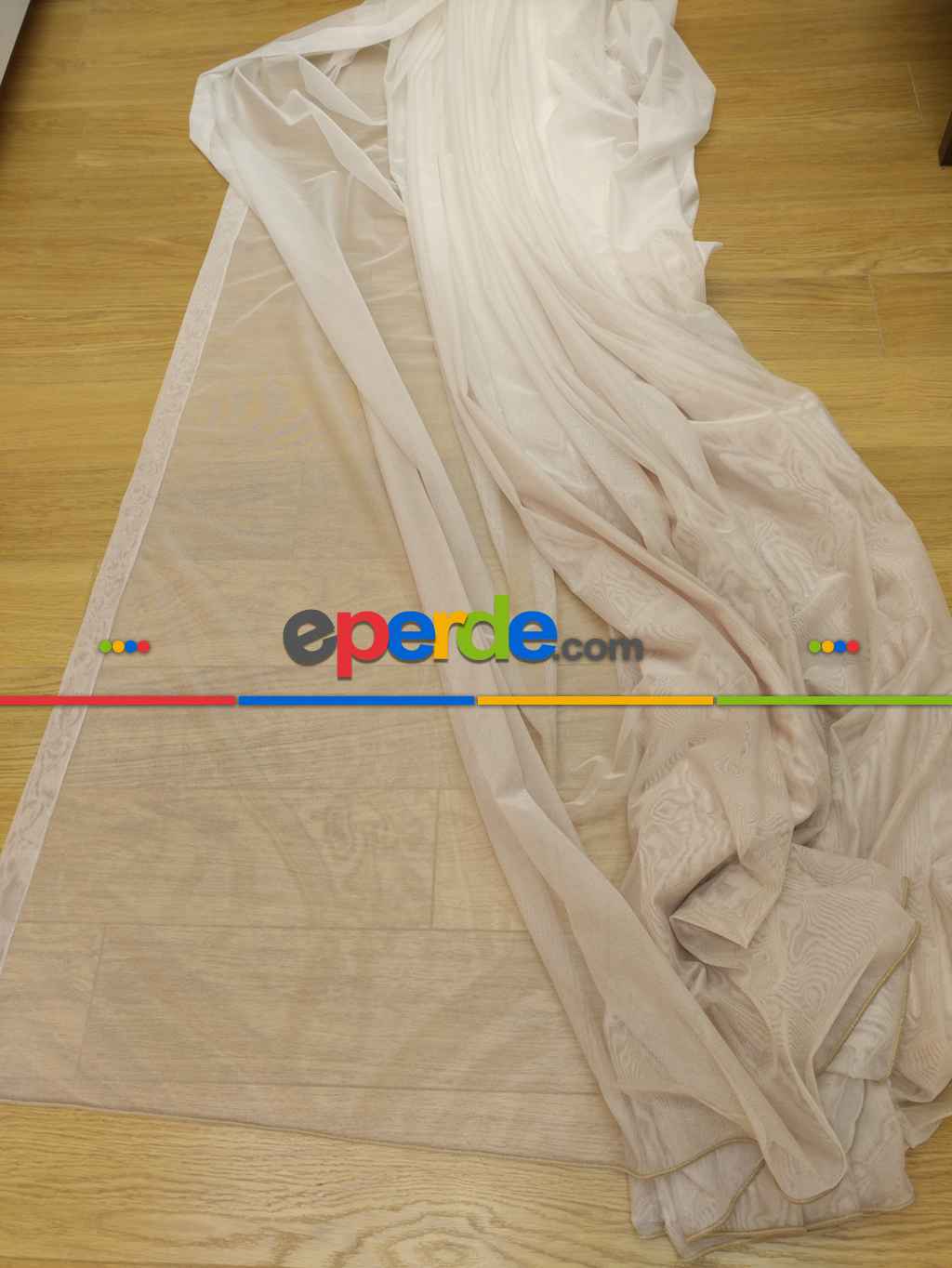 Bej Ekru Degrade Geçişli Dantel Tül Perde- Bej-ekru