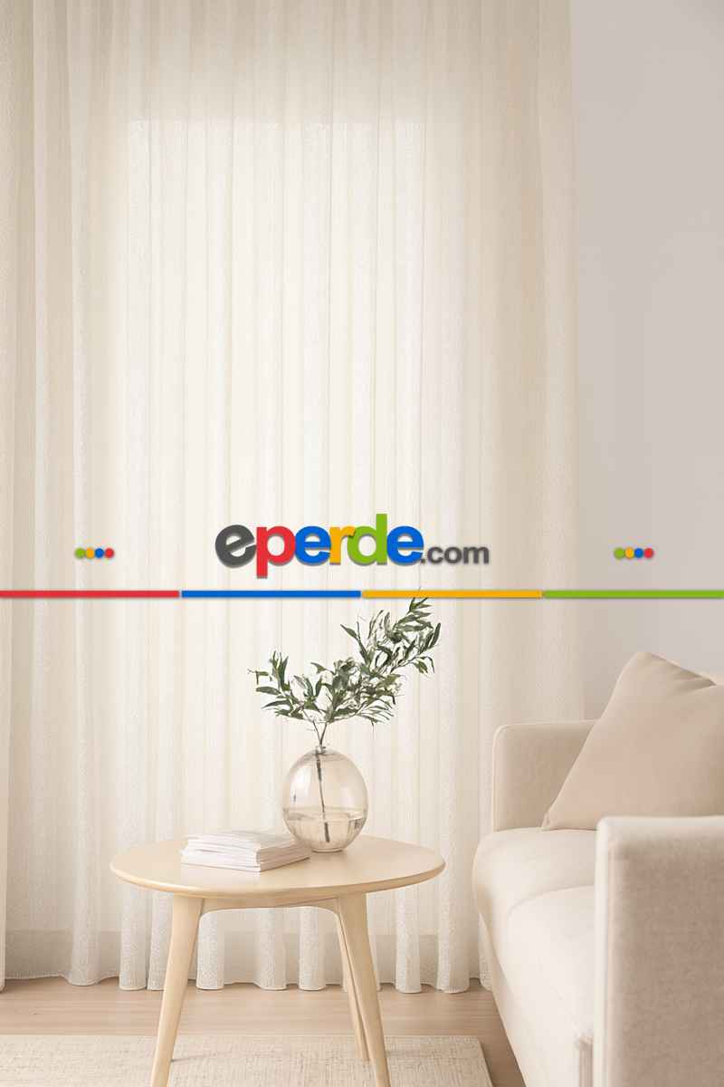 Balık Sırtı Serpme İzmir Serisi Tül - Ekru