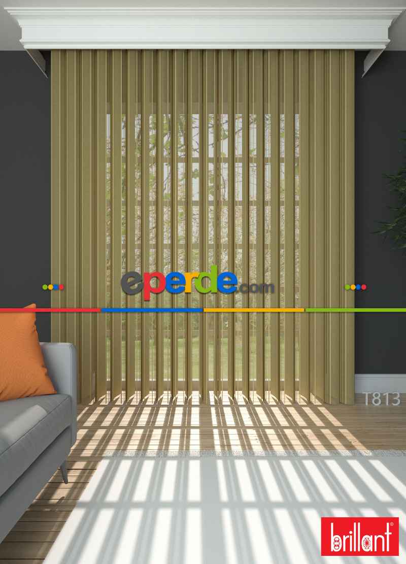 Brillant Akıllı Tül Perde Hardal Renkli Tül Dikey Zebra Perde Düz 1. Kalite