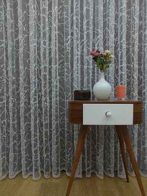 Spor Desen Fransız Dantel Tül Perde & Kruvaze Perde- Ekru