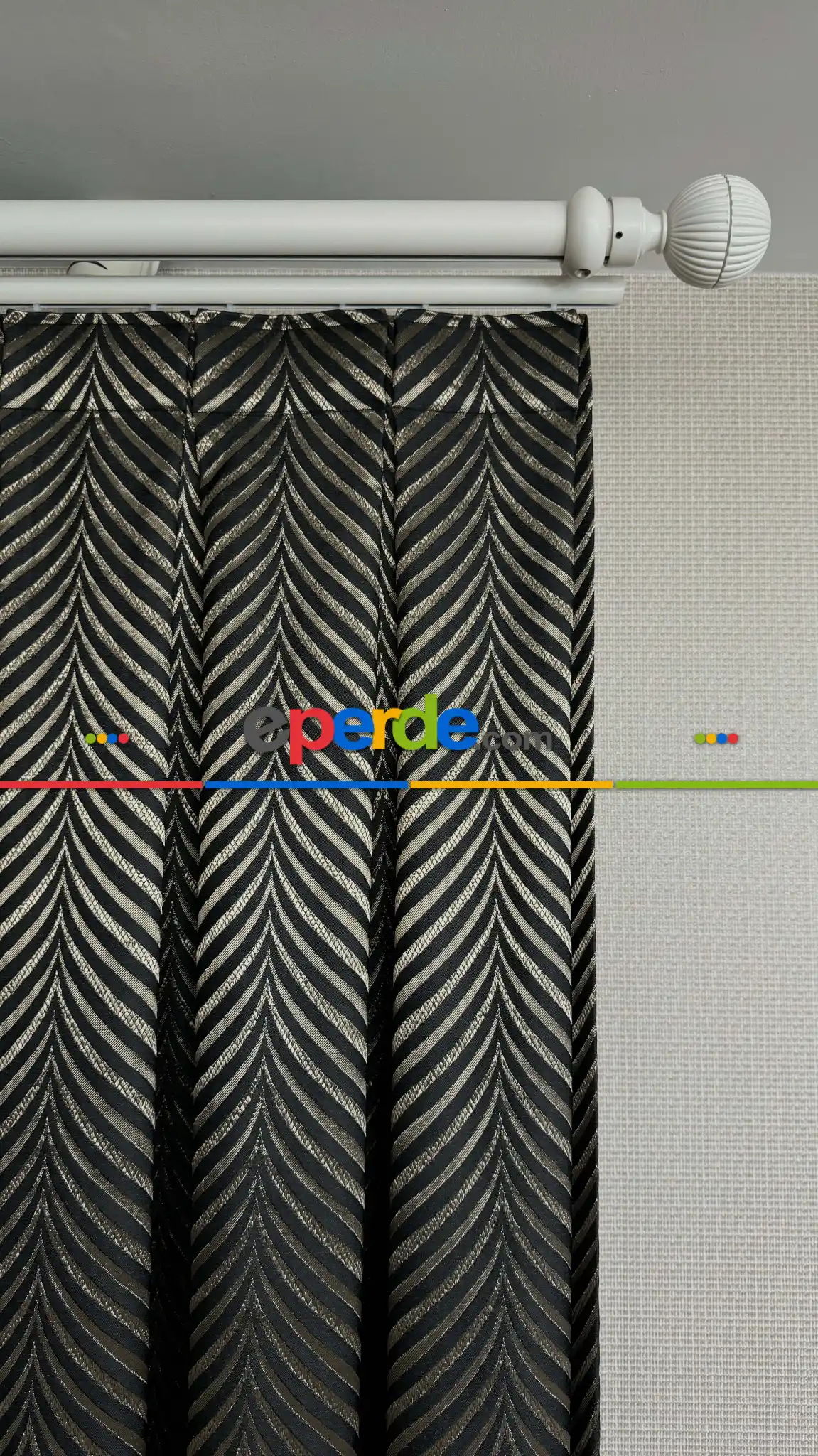 Siyah Gold Altın Premium Jakar Dokuma Pano Fon Perde - Gramajlı