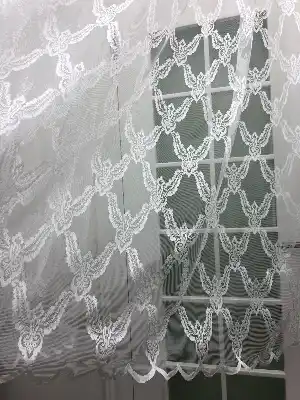 Kısa Boylu Tül Perde - Özel Örme Dokulu Tül Perde - Ekru Renk